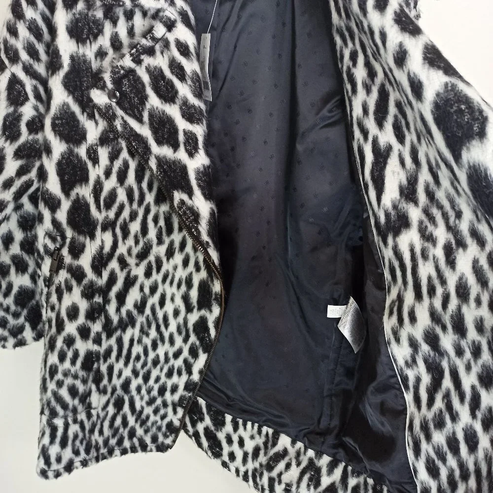 Banana Republic Women Snow Coat Size XS Leopard Cocoon Side Zipper Italian NWT - Picture 9 of 10